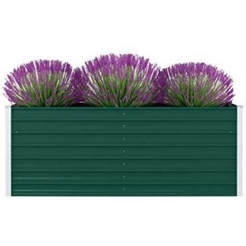 VidaXL 160x80x45 cm Galvanized Steel Raised Garden Bed Green