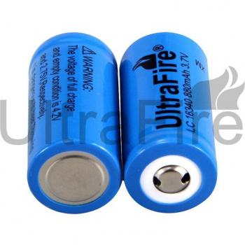 UltraFire 16340 Rechargeable Battery for LED Flashlight 3.7V 880mAh