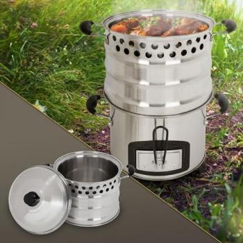 Cacerola de acero inoxidable para camping 6.8L