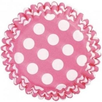 Polka Dot Cupcake & Muffin Liners (54 Pack, Pink/White)