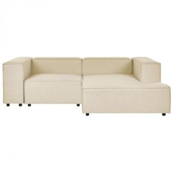 Sofá Esquinero Modular 2 Plazas Izquierdo Beige Lino con Patas Negras Aprica