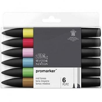 Winsor & Newton Mid Tones Promarkers Set of 6