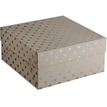 Mason Cash Multi-Ply Metallic Polka Dot 30 cm Card Cake Box, Gold/White