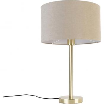 Lampe de table vintage laiton abat-jour marron clair 35 cm