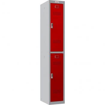 Phoenix PL Series 1 Column 2 Door Personal Locker Grey with Red Doors and Keyless Locks