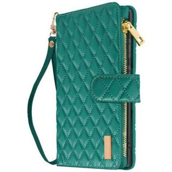 Avizar Quilted Charm Geldbörse Hülle (Samsung Galaxy S24 Ultra), Grün