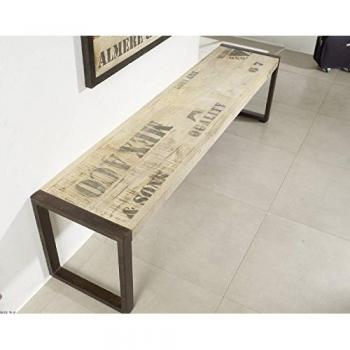 Massivholz Bank „Factory“ – 180 × 45 × 40 cm, schwarz/​natur