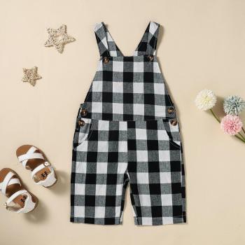Humor Bear Girls One-Piece Summer Jumpsuit Plaid Overalls 2-6 Years