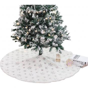 Falda de Felpa 90cm: Estilo Árbol Blanco y Copo