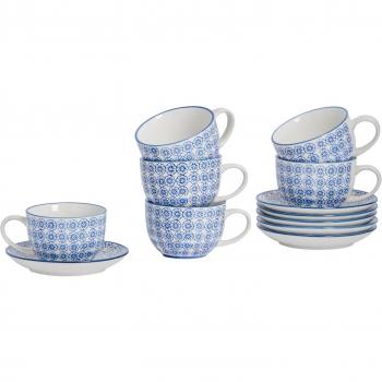 Hand-Printed Cappuccino Cup & Saucer Set