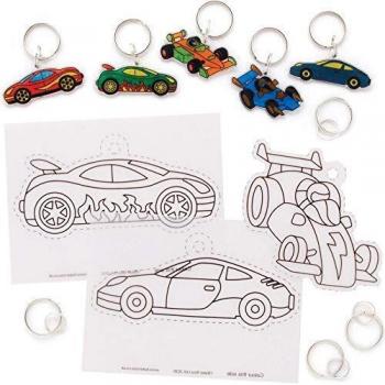 Racing Car Super Shrink Keyrings (Pack of 8) Small Toys