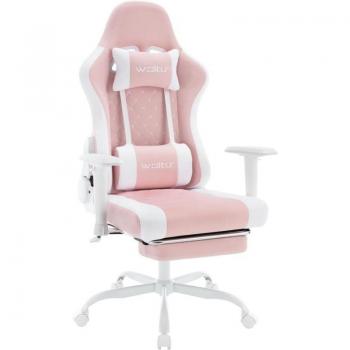 Sedia Gamer Supporto Lombare Rosa/Bianco Woltu