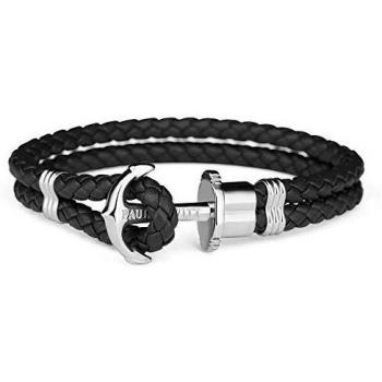 Bracelet Paul Hewitt cuir noir argent taille L