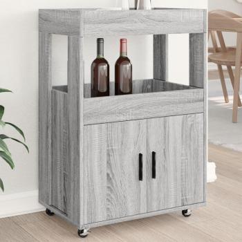 Chariot de Bar Multifonction – Sonoma Gris 60×39,5×89 cm