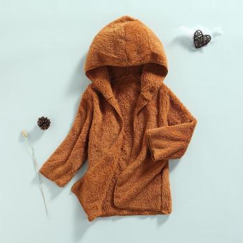 Abrigo de invierno para niños y niñas de 3 a 7 años, de piel, con capucha, manga larga, frente abierto, 2 opciones de color
