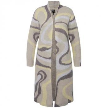 Ulla Popken Damen Long-Strickjacke in Übergröße, grau, Größe 58/60, Polyester