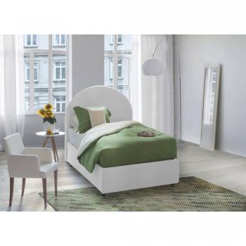 Letto Contenitore Emma 80x190 Made in Italy con Rivestimento Bianco