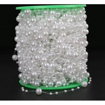 5-Meter Ivory Flower Garland with Artificial Pearls and Beads