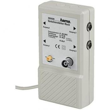 Amplificatore tv Antenna m-f, 4 Porte, 10dB, Regolabile, Alimentazione 220V, Bianco