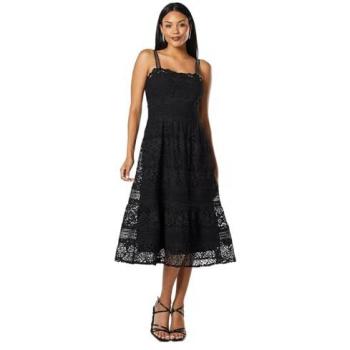 Coast Black Lace Midi Dress with Square Neck