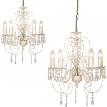 VALUELIGHTS Distressed White Shabby Chic 5 Way Chandeliers
