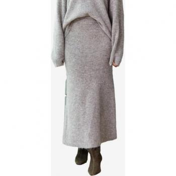 Jupe Colonne Tricotée en Laine Next Neutre