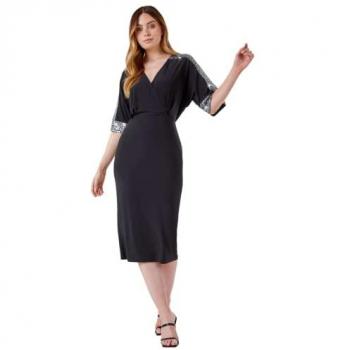 Sequin Sleeve Midi Dress