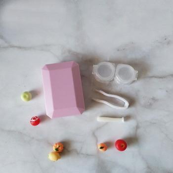 Étui à lentilles de contact pour filles avec miroir et sac de voyage