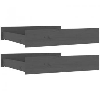 Contenitore Letto Pino Grigio a Rotelle, 2 Cassetti