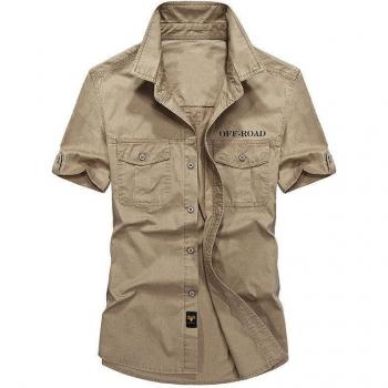 Streetwear Herren Hemden Kurzarm Einreiher Baumwolle Plus Größe 4XL