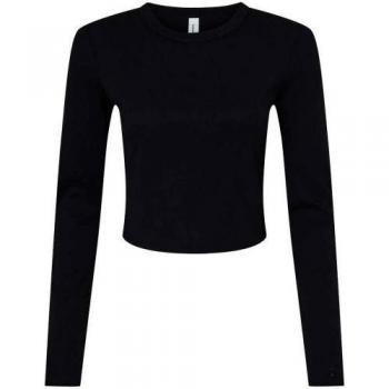 Women's Micro-Rib Long Sleeve Shirt in Dark Blue by Bella + Canvas