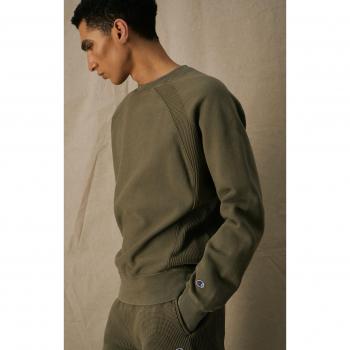 Champion Sweatshirt mit Waffelpiqué-Einsatz Militärgrün Regular Fit