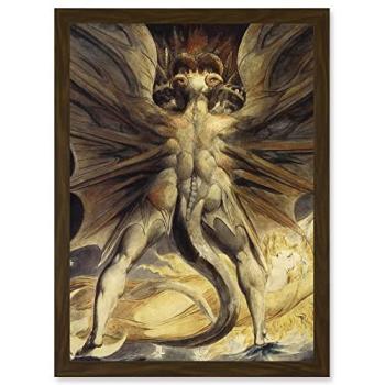 William Blake “Satan’s Dragon” Framed Poster – Sun (1805)