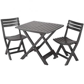 Mesa y Sillas Plegables Antracita para Jardín