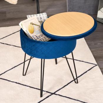 Hairpin Stool with Quilted Velvet Storage