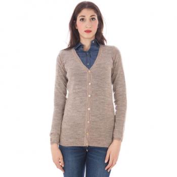 Beige Wool Buttoned Cardigan for Women Size M