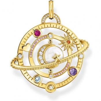 Collier avec pendentif en plaqué or et pierres colorées