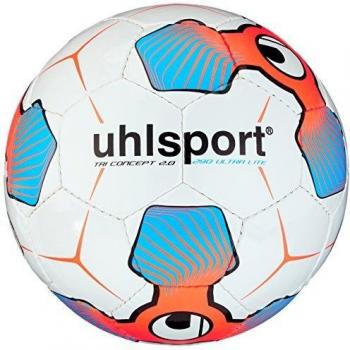 UHLSPORT Tri Concept 2.0 Kinderfußball 290 Ultra Lite (Weiß/Fluorrot/Eisblau) – Größe 5
