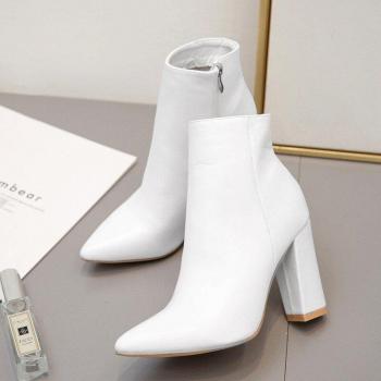 Women's Big Size 39-40 White Ankle Boots