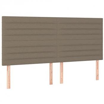 Cabecero con luces LED tela gris taupe 160x5x118/128 cm