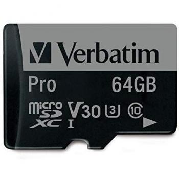 Verbatim MICRO SDXC CARD PRO UHS-I 64GB (microSDXC, 64 GB, U3, UHS-I) Schwarz