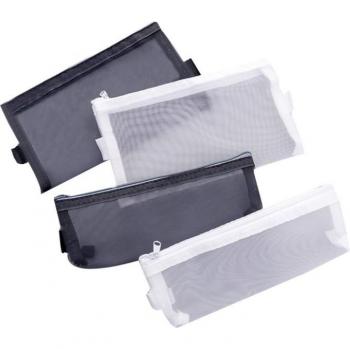 Bolsa de lápices de gran capacidad, estuche coreano sencillo y transparente de malla con cremallera