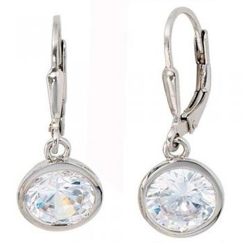 Boutons 925 Sterling Silber Rhodiniert Ohrhänger mit 2 Zirkonia