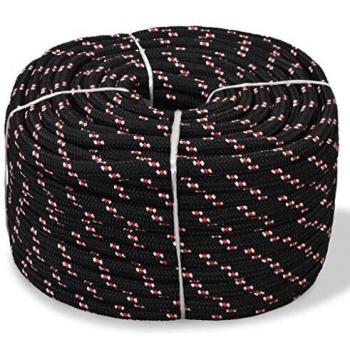 VidaXL 12 mm Black Polypropylene Marine Rope 50 m