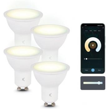 Bombilla Inteligente Ksix GU10 5.5 W 400 lm, Pack 4, Alexa/Google Home/Siri compatible