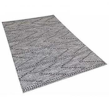 Tappeto geometrico nero e bianco in cotone 140 x 200 cm tuftato termal