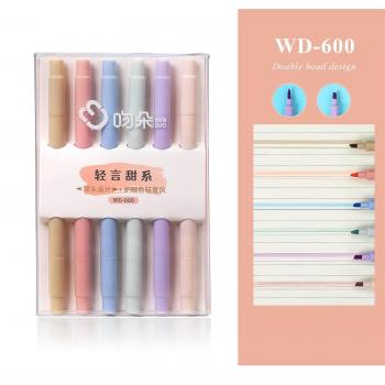 6 Pcs Kawaii Soft Tip Highlighter Set for Scrapbooking