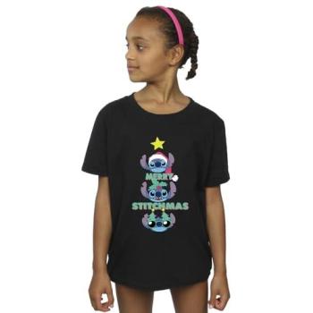 Girls’ Holiday Lilo & Stitch Black Tee, 7‑8 Year Olds