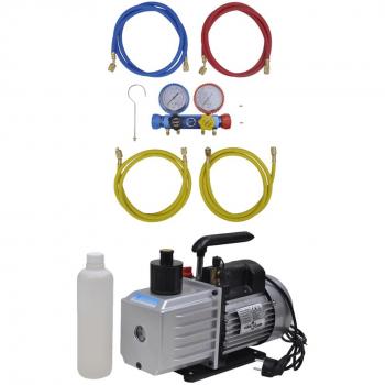 Bomba de vacío set de manómetros 4 vías para aire acondicionado (Marca: vidaXL)