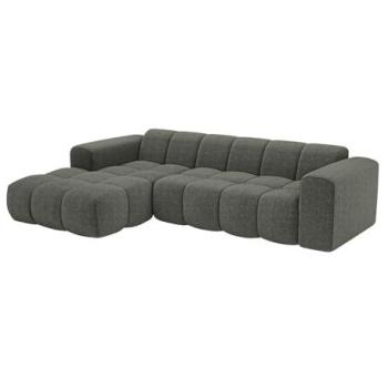 Canapé CALESO en tissu chenille vert à angle gauche